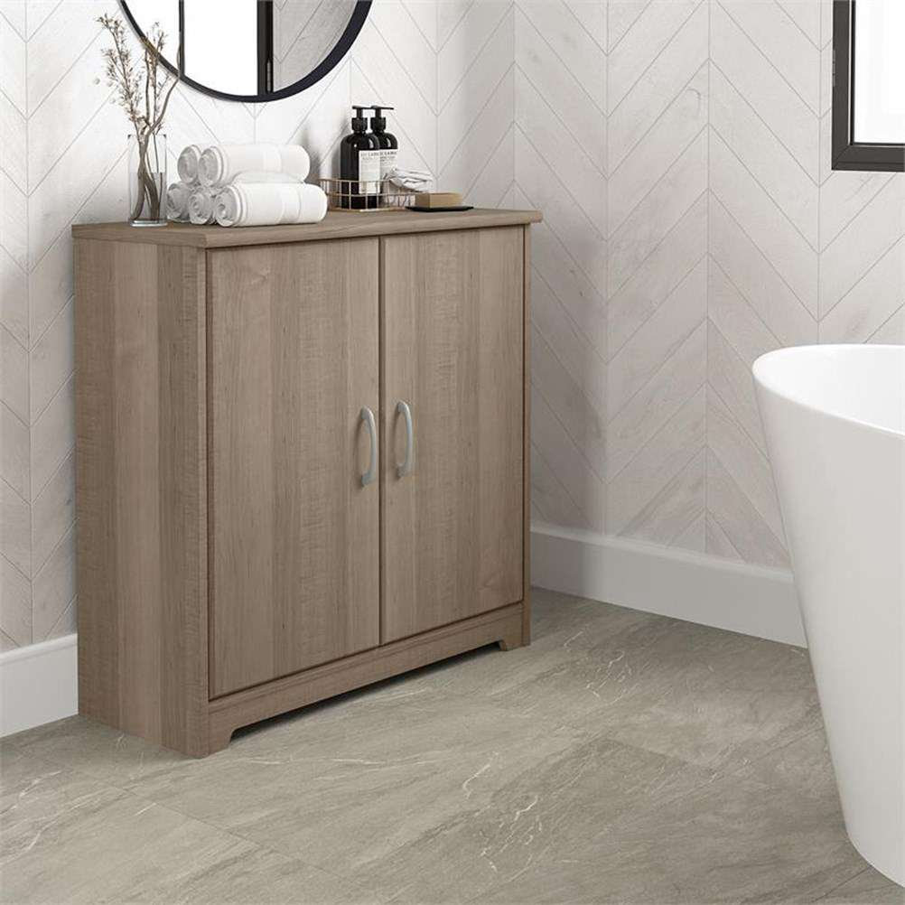 Cabot Small Bathroom Storage Cabinet in Ash Gray - Engineered Wood ...