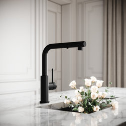 Vogue Matte Black Pull Out Spray Swivel Kitchen Tap - Kitchen Taps