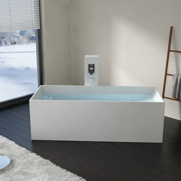 Modern Rectangle Stone Resin Body Forming Freestanding Bathtub - BW-06 - Matte