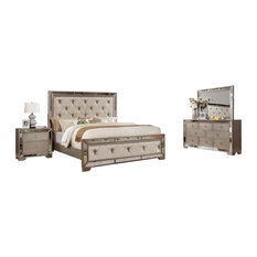 50 Most Por Distressed Bedroom Sets For 2018 Houzz Furniture Import Export Inc Ava Mirrored Silver Bronzed 5 Piece Bedroom Set
