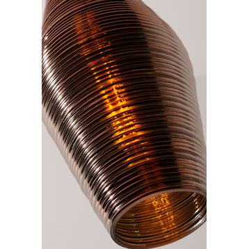 Mila 3 Light Round Pendant, Black Canopy, Copper Shades