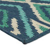 Noble House Merise 90x63" Indoor Fabric Geometric Area Rug in Navy and Green