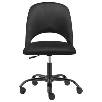 Alby Office Chair, Black Velvet With Black Base