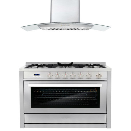 36" 3.8 Cu. Ft. Single Oven Gas Range With 36" Ducted Wall Mount Range Hood