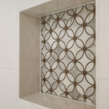 Graphic Floral Tile Shower Niche