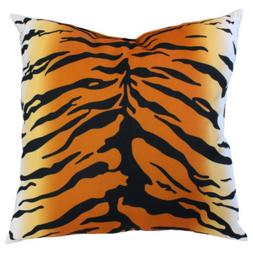 Tiger Print Decorative Pillow, 16x16, Natural