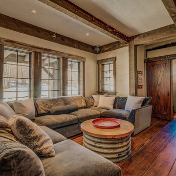 Character Hickory Plank Flooring, Family Room