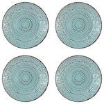 A&B Home - Turquoise Rustic Flare Dinner Plates Set of 4 | Vintage-Inspired Tableware - Add a touch of rustic charm to your dining experience with this Set of 4 Antiqued Turquoise Rustic Flare Dinner Plates. Crafted with high-quality materials, these plates feature a charming rustic design that is both stylish and functional.