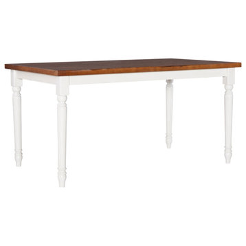 Linon Willow Wood Dining Table in Vanilla White and Honey Brown