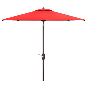Safavieh Athens 7.5' Square Crank Umbrella, Red