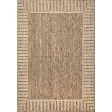 nuLOOM Historia Striped Outdoor Area Rug, Light Brown 5' x 8'