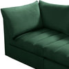 Jacob Velvet Upholstered 4-Piece L-Shaped Modular Sectional, Green