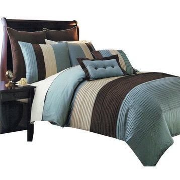 Hudson 100% Microfiber 8-Piece Bed Set, Blue, Twin Xl