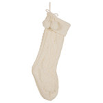 Glitzhome,LLC - 24"L White Christmas Stocking With Pom Pom Ball - This stocking is one member of our Christmas collection of Decor. It is a beautiful holiday decor centerpiece dangling from the mantle above fireplace. Create precious holiday memories. Pom pom balls are dangling!