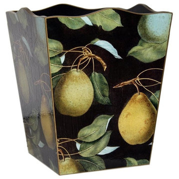Pears on Antique Brown Wastepaper Basket