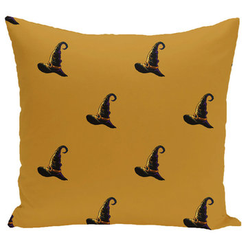 Witch's Brew Holiday Print Pillow, Gold, 16"x16"