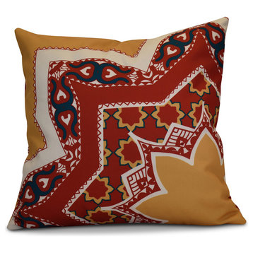 Rising Star Geometric Print Pillow, Gold, 18"x18"