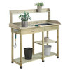 Convenience Concepts Deluxe Potting Bench in Natural Fir Wood Finish