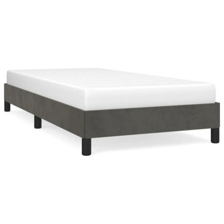 vidaXL Twin Bed Frame, Dark Gray Velvet, Easy Assembly, No Mattress
