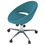 Soho Concept - Crescent Office Chair, Aluminum Base, Turquoise Camira Wool - Crescent office is a contemporary chair with a comfortable upholstered seat and backrest on a height-adjustable gas piston base which swivels and tilts. The chair has a chromed steel five star base with plastic casters. The seat has a steel structure with 'S' shape springs for extra flexibility and strength. This steel frame molded by injecting polyurethane foam. Crescent seat is upholstered with a removable zipper enclosed leather, PPM, leatherette or wool fabric slip cover. Crescent Office may be upholstered with variety of other colors as a special order with a minimum quantity required. The chair is suitable for both residential and commercial use. Crescent Office is designed by Tayfur Ozkaynak.
