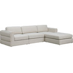 Meridian Furniture - Beckham Linen Textured Fabric 4-Piece Modular L-Shaped Sectional, Beige - Liven up your living space with this Beckham beige durable linen polyester fabric sectional. Its beige color complements any contemporary home decor, while its durable linen and polyester fabric upholstery provides you with a soft and comfortable place to sit. This sectional is modular, so you can create infinite configurations, which are easily attached using the attachment latch underneath. Its linen, wood, and foam construction guarantees stability for years to come.