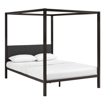 Modway Raina Queen Canopy Bed Frame With Brown Gray Finish MOD-5570-BRN-GRY