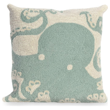 Frontporch Octopus Pillow, Aqua, 18"x18"