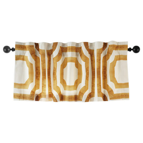 Mecca Gold Printed Cotton Window Valance Single Panel, 50W x 19L