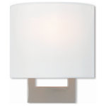 Livex Lighting - Livex Lighting 42400-91 Hayworth - One Light ADA Wall Sconce - Raise the style bar with a designer wall sconce inHayworth One Light A Brushed Nickel Off-W *UL Approved: YES Energy Star Qualified: n/a ADA Certified: YES  *Number of Lights: Lamp: 1-*Wattage:40w Medium Base bulb(s) *Bulb Included:No *Bulb Type:Medium Base *Finish Type:Brushed Nickel
