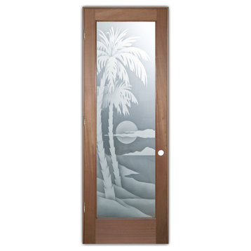 Pantry Door - Palm Sunset - Mahogany - 24" x 84" - Knob on Right - Pull Open