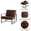 29.25"H PU Leather Tufted Accent Chair, Brown