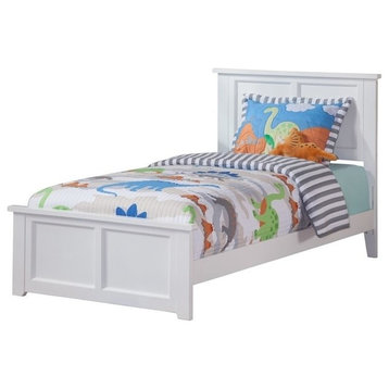 Roseberry Kids Farmhouse Solid Wood Twin XL Platform Bed w/ USB Charger in White