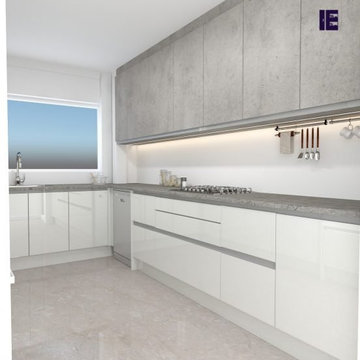 U-shaped Gloss Handleless Kitchen With Granite Worktop by Inspired Elements