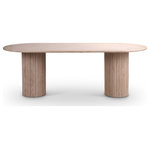 Meridian Furniture - Messina Marble Dining Table, Beige, Travertine - Step into luxury with the stunning Messina dining table in elegant travertine. Its exquisite design and luxurious finish will instantly elevate any space. This beautifully crafted piece features genuine travertine with subtle earthy tones and fluted marble bases, perfect for adding a touch of flair and panache to any space. Embrace sophistication and timeless beauty with the art deco-inspired design of the Messina.
