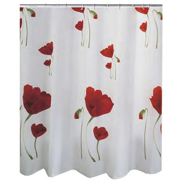 Contemporary Textile Shower Curtain, Mohn