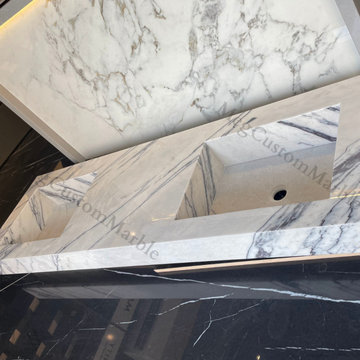 Mrs Corinne Bath Project 72" New York Marble Double Sink Vanity - Lilac Marble