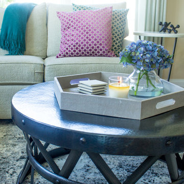 Coffee Table with Nearly Natural Blooming Hydrangea