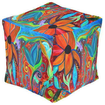 Floral ottomans from my art., Abstract Floral