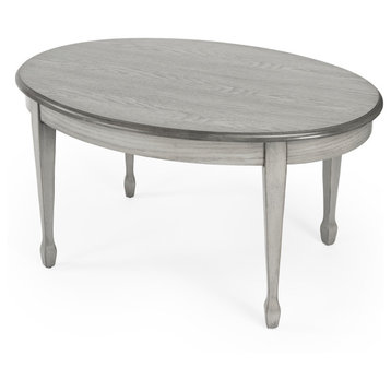 Clayton Oval Wood Cocktail Table, Gray