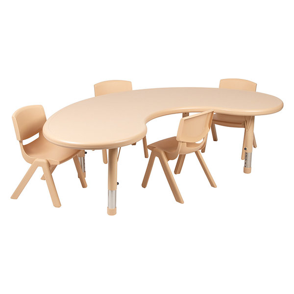 35"W x 65"L Half-Moon Plastic Height Adjustable Activity Table Set w/