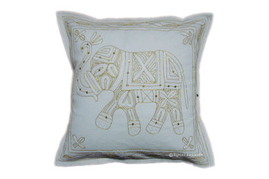 Indian Embroidered Elephant Pillow