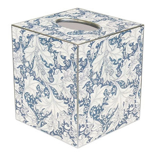 Marye-Kelley Blue and Gold Rooster Toile Wastepaper Basket