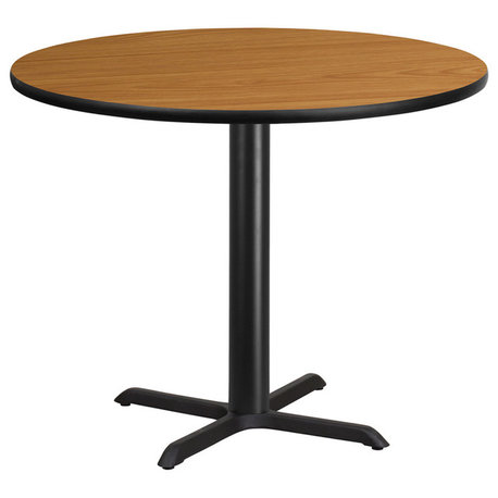 42'' Round Natural Laminate Table Top With Table Height Base
