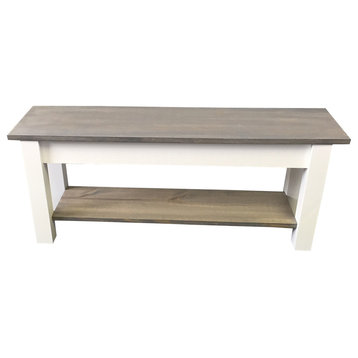 Cottage Bench With Shelf, 30"