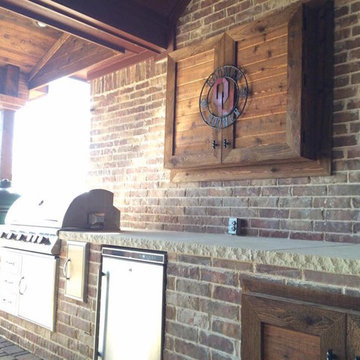 Patio Cover, Media, Bar, Leuder Stone, Grill Station, Big Green Egg, Custom TV B