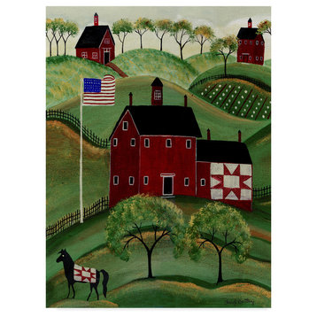 Cheryl Bartley 'American Red Quilt House' Canvas Art, 24"x32"