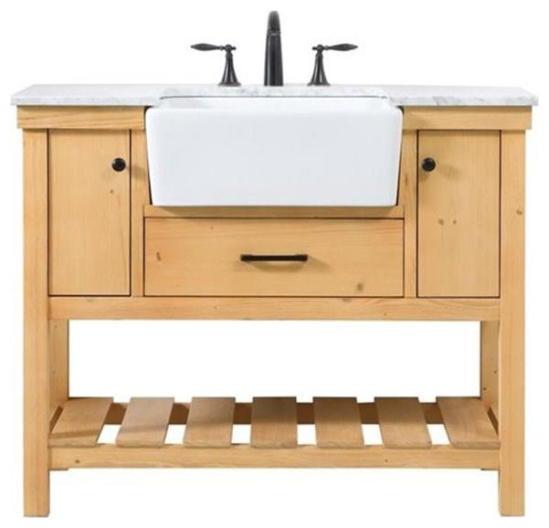 Elegant Decor Clement 42" Aluminum MDF Single Bathroom Vanity in Natural Wood
