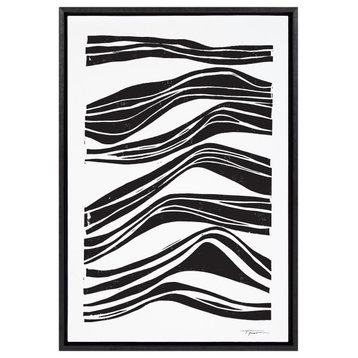 Sylvie Abstract Waves Framed Canvas by Statement Goods, Black 23x33