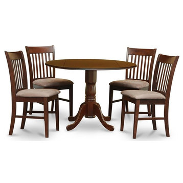 5-Piece Small Kitchen Table Set-Round Table and Dinette Chairs, Mahogany