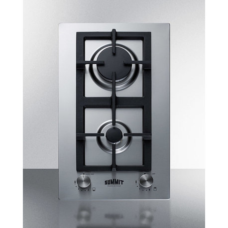 12" Wide 2-Burner Gas Cooktop, Stainless Steel